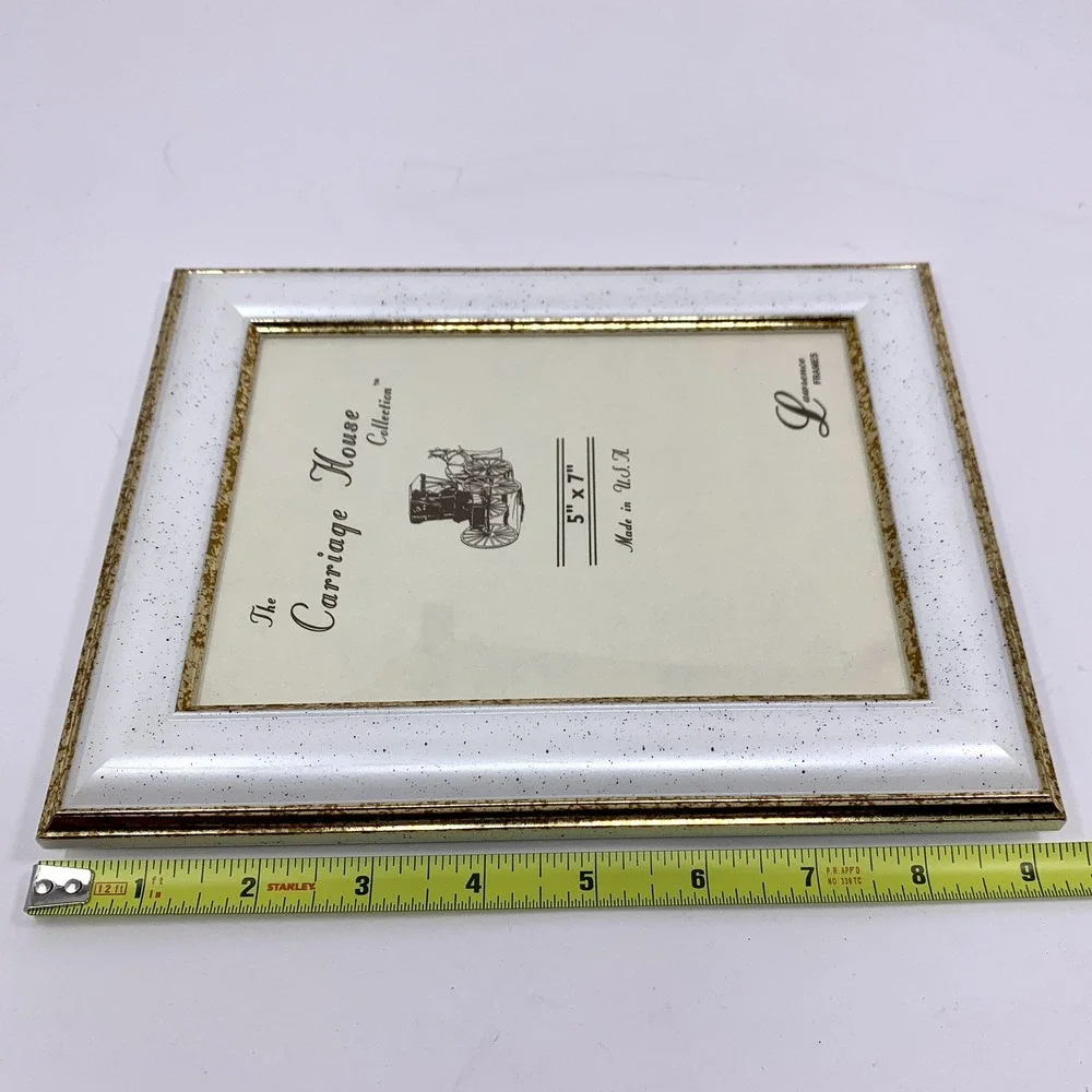 Vtg Lawrence Frames Photo Picture Frame White & Gold For 5x7